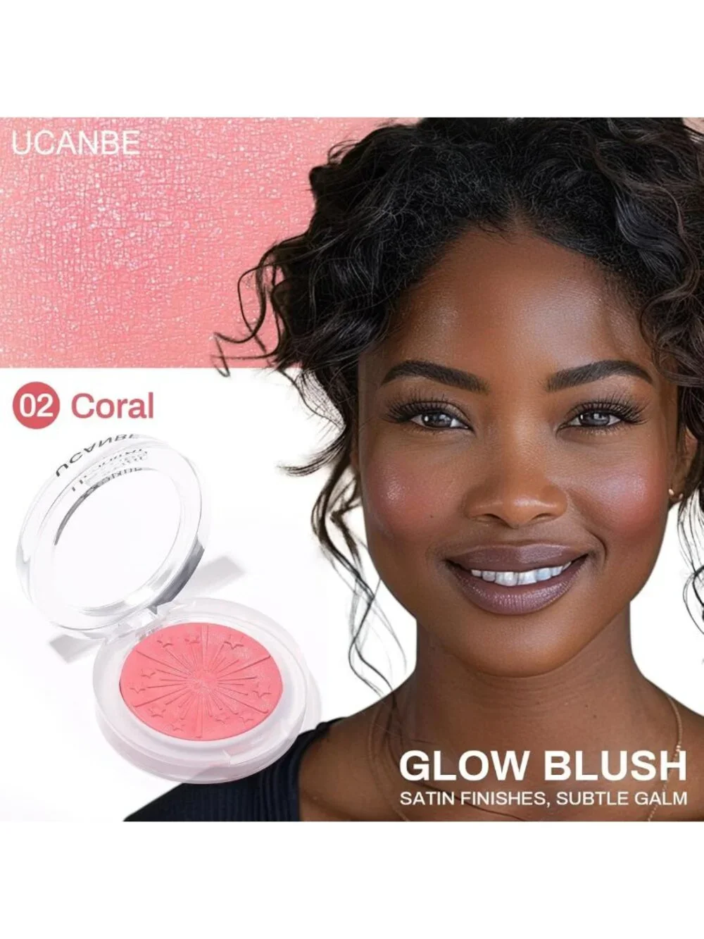 Glow Blush Palette - Seamless Blendable Powder for Natural Radiant Cheeks, Coral